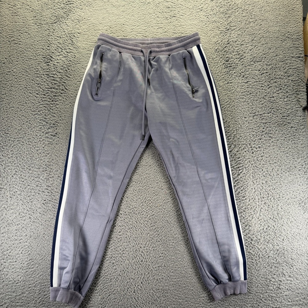 Jared Lang After Hours Pant Mens L Gray Jogger Tapered Striped Athletic Running